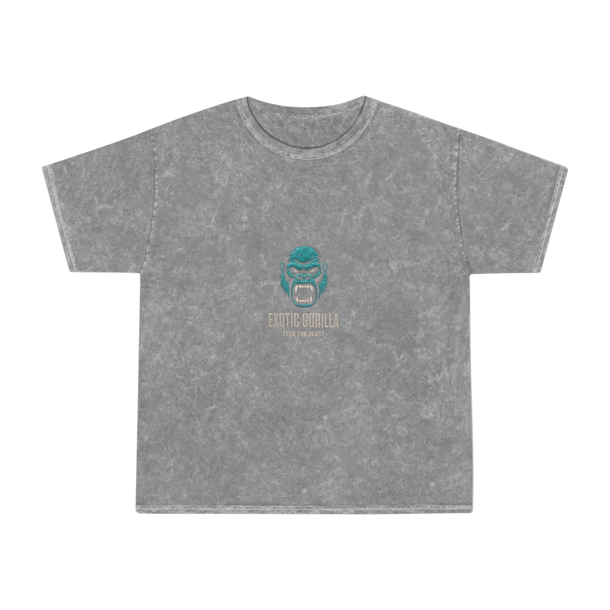 Mineral Wash T‑Shirt — Teal Gorilla 'Exotic World' Vintage Logo