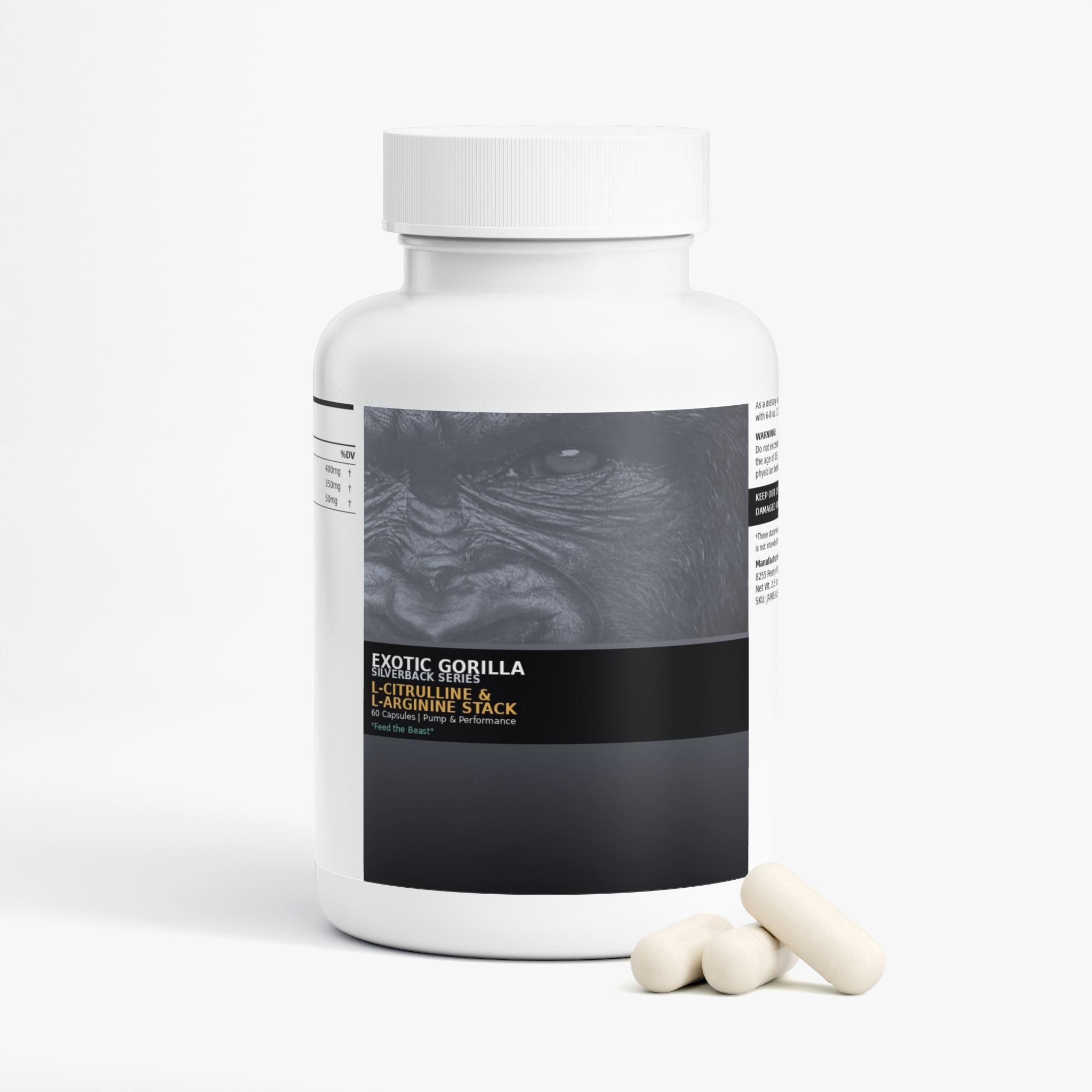 Exotic Gorilla Silver Back Series L-Citrulline & L-Arginine Stack