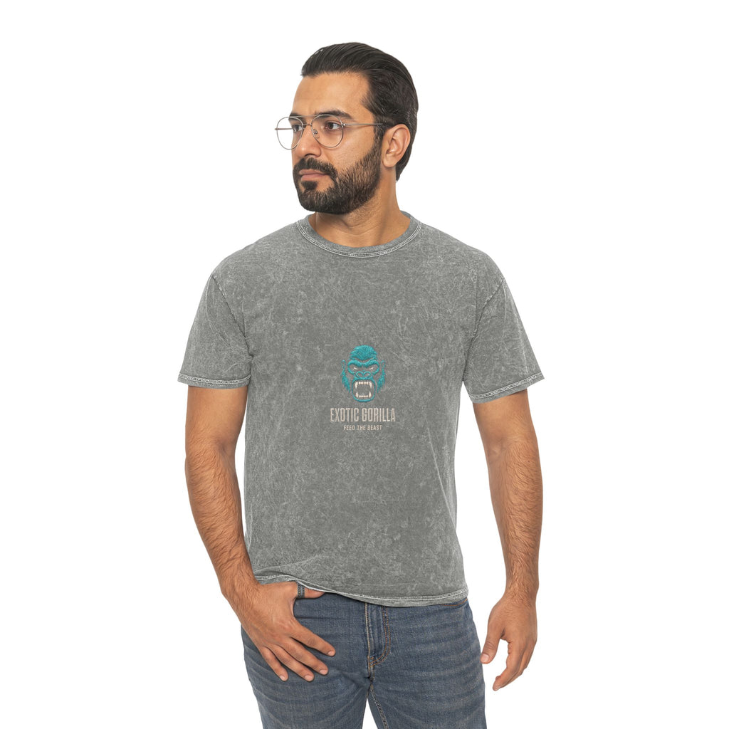 Mineral Wash T‑Shirt — Teal Gorilla 'Exotic World' Vintage Logo