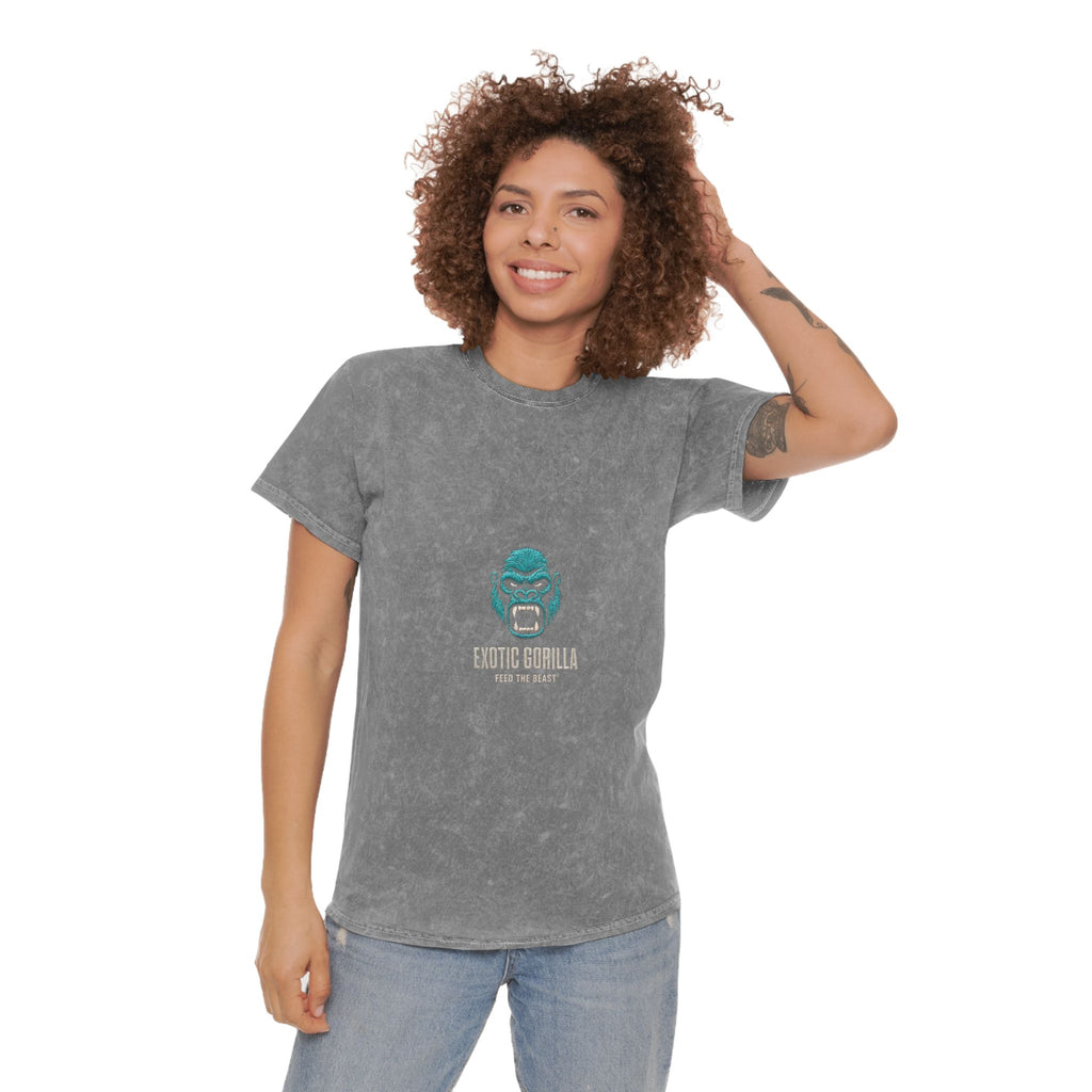 Mineral Wash T‑Shirt — Teal Gorilla 'Exotic World' Vintage Logo